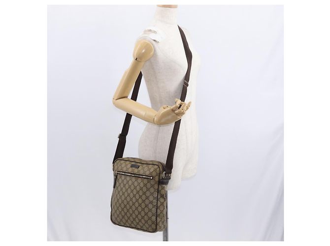 Gucci Borsa a Spalla GG Supreme PVC Beige Oro 201448 Auth ka1064 D'oro - vista 25