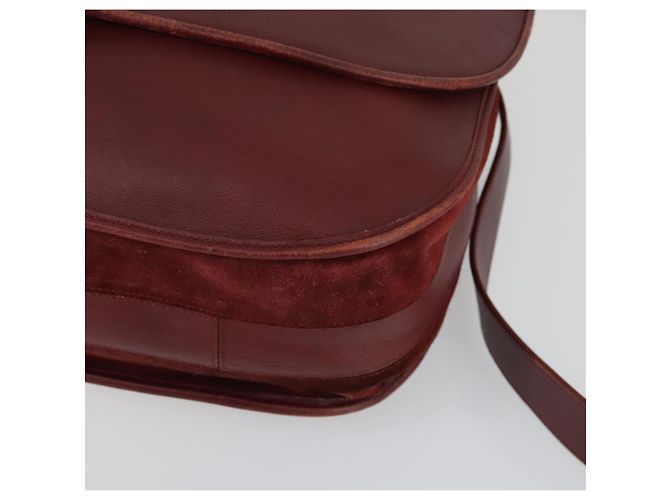 CARTIER Borsa a Spalla Must Line Pelle Bordeaux Oro Auth mr1590 D'oro Bordò - vista 10