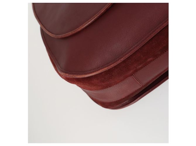 CARTIER Borsa a Spalla Must Line Pelle Bordeaux Oro Auth mr1590 D'oro Bordò - vista 11