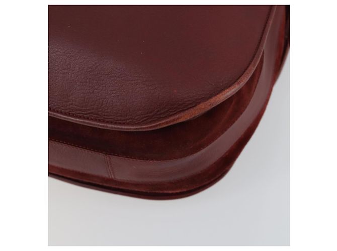 CARTIER Borsa a Spalla Must Line Pelle Bordeaux Oro Auth mr1590 D'oro Bordò - vista 12