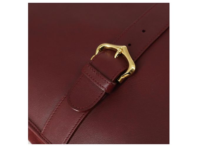CARTIER Borsa a Spalla Must Line Pelle Bordeaux Oro Auth mr1590 D'oro Bordò - vista 14