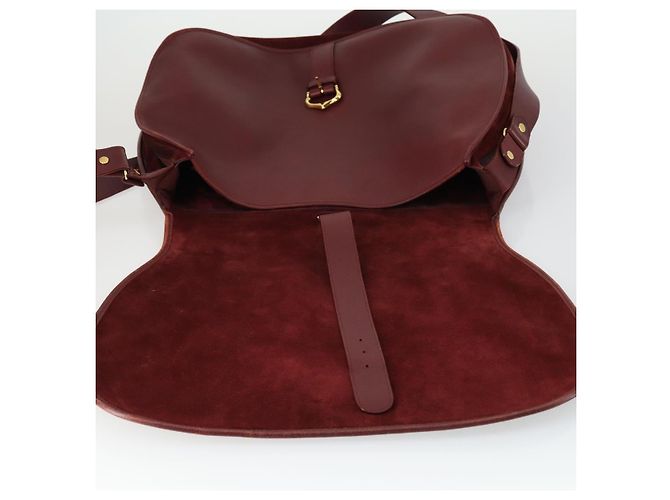 CARTIER Borsa a Spalla Must Line Pelle Bordeaux Oro Auth mr1590 D'oro Bordò - vista 15