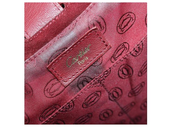 CARTIER Borsa a Spalla Must Line Pelle Bordeaux Oro Auth mr1590 D'oro Bordò - vista 19