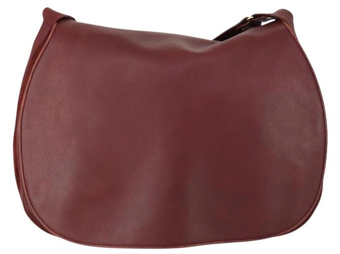 CARTIER Borsa a Spalla Must Line Pelle Bordeaux Oro Auth mr1590 D'oro Bordò - vista 2
