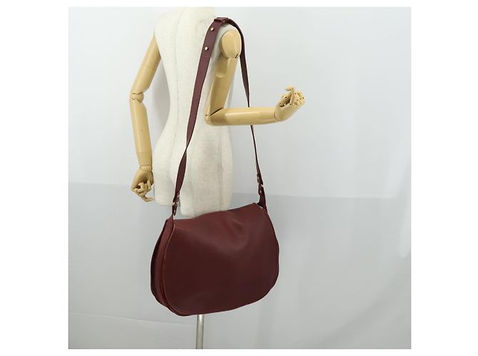 CARTIER Borsa a Spalla Must Line Pelle Bordeaux Oro Auth mr1590 D'oro Bordò - vista 21