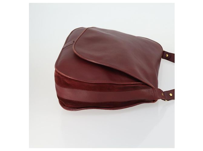 CARTIER Borsa a Spalla Must Line Pelle Bordeaux Oro Auth mr1590 D'oro Bordò - vista 4