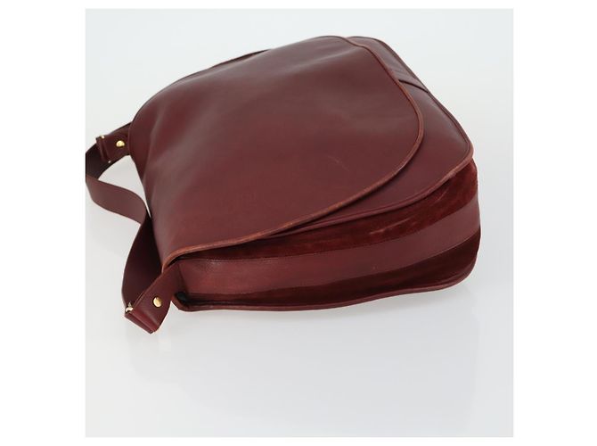 CARTIER Borsa a Spalla Must Line Pelle Bordeaux Oro Auth mr1590 D'oro Bordò - vista 5