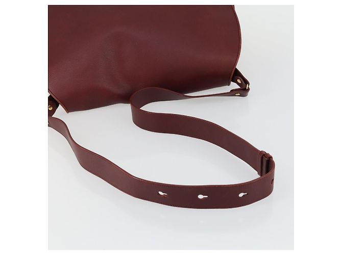CARTIER Borsa a Spalla Must Line Pelle Bordeaux Oro Auth mr1590 D'oro Bordò - vista 7