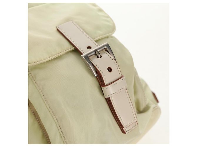 PRADA Backpack Nylon Beige Silver Auth 157776 Silvery - view 20