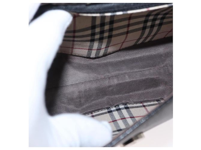 Borsa a Spalla in Pelle Nera e Oro Auth BA9035 di BURBERRY Nero D'oro - vista 12