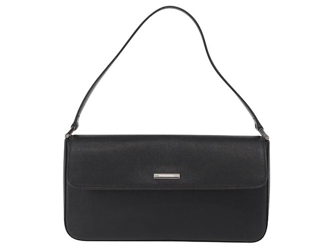 Borsa a Spalla in Pelle Nera e Oro Auth BA9035 di BURBERRY Nero D'oro - vista 13