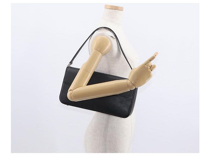 Borsa a Spalla in Pelle Nera e Oro Auth BA9035 di BURBERRY Nero D'oro - vista 22