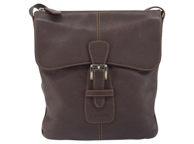 LOEWE Borsa a Spalla Pelle Argento Marrone Auth ar13857 - vista 13