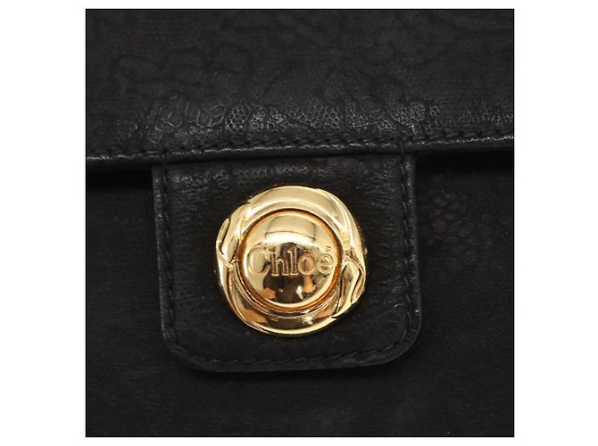 Chloé Borsa a Spalla con Catena Chloe in Camoscio Nero e Oro Auth BA9157 D'oro - vista 14
