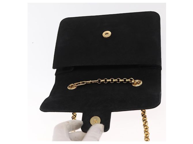 Chloé Borsa a Spalla con Catena Chloe in Camoscio Nero e Oro Auth BA9157 D'oro - vista 15