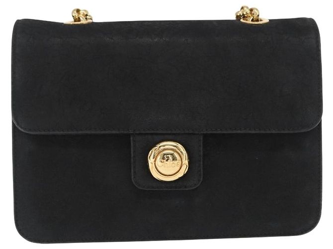 Chloé Borsa a Spalla con Catena Chloe in Camoscio Nero e Oro Auth BA9157 D'oro - vista 2