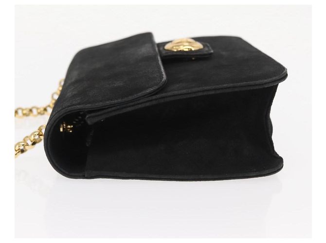 Chloé Borsa a Spalla con Catena Chloe in Camoscio Nero e Oro Auth BA9157 D'oro - vista 5