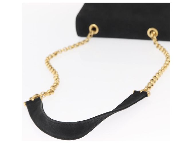 Chloé Borsa a Spalla con Catena Chloe in Camoscio Nero e Oro Auth BA9157 D'oro - vista 7