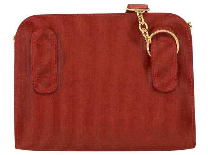 Borsa a spalla con catena Salvatore Ferragamo in nylon rosso e oro Auth 148536 D'oro - vista 3