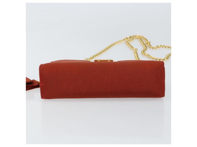 Borsa a spalla con catena Salvatore Ferragamo in nylon rosso e oro Auth 148536 D'oro - vista 9