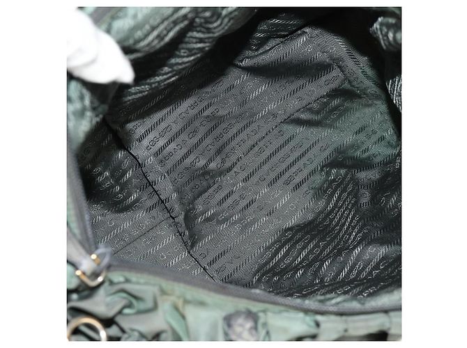 PRADA Sac à main Nylon 2 voies Vert Or Auth 157145 Doré - vue 11