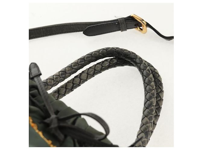 PRADA Sac à main Nylon 2 voies Vert Or Auth 157145 Doré - vue 14
