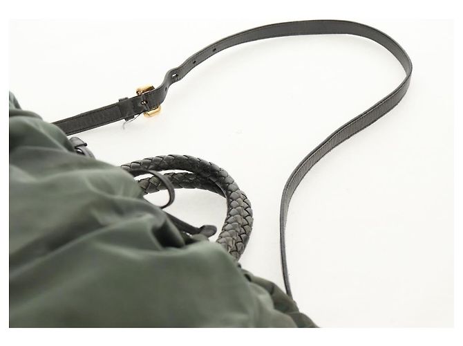 PRADA Sac à main Nylon 2 voies Vert Or Auth 157145 Doré - vue 15