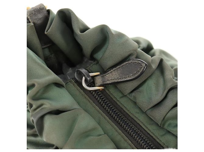 PRADA Sac à main Nylon 2 voies Vert Or Auth 157145 Doré - vue 21