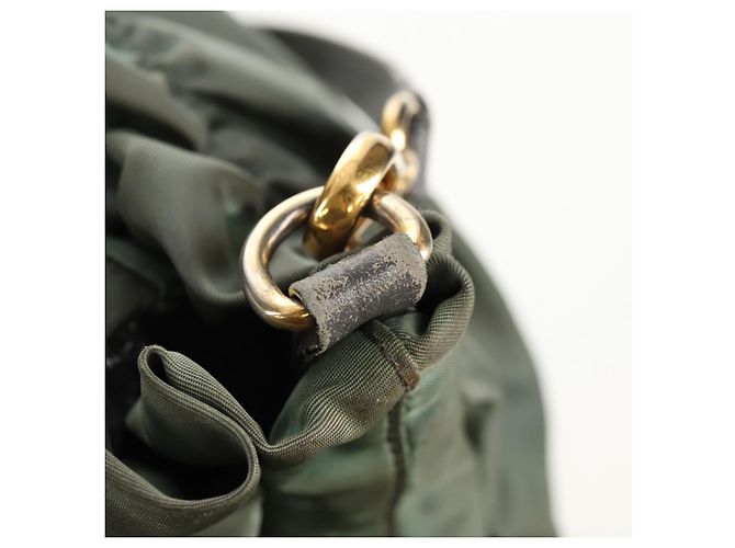 PRADA Sac à main Nylon 2 voies Vert Or Auth 157145 Doré - vue 22