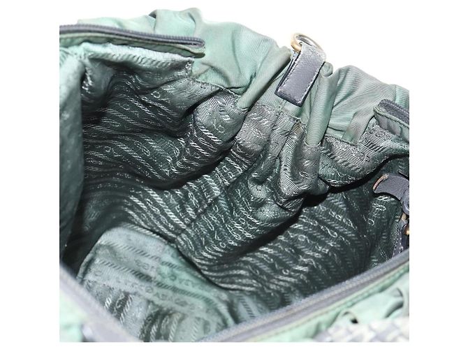 PRADA Sac à main Nylon 2 voies Vert Or Auth 157145 Doré - vue 24
