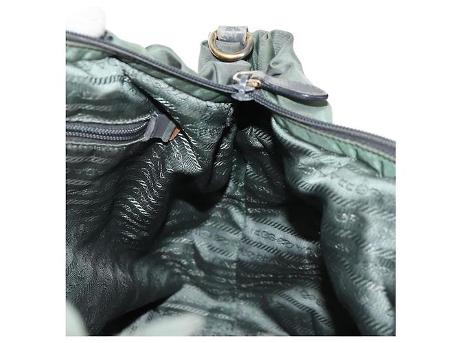 PRADA Sac à main Nylon 2 voies Vert Or Auth 157145 Doré - vue 25