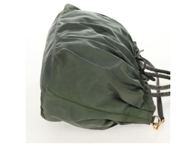 PRADA Sac à main Nylon 2 voies Vert Or Auth 157145 Doré - vue 4