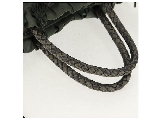 PRADA Sac à main Nylon 2 voies Vert Or Auth 157145 Doré - vue 7