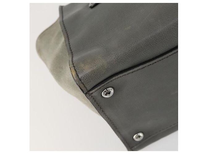 PRADA Borsa a Mano con Borchie in Pelle Scamosciata 2 in 1 Grigio Argento Auth BA8646 Marrone - vista 10