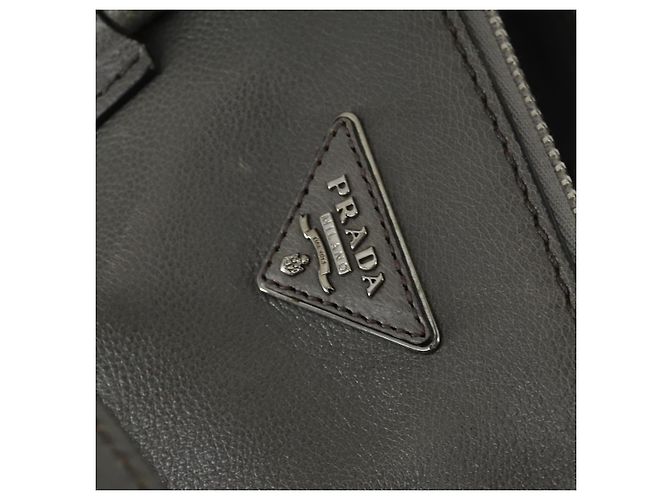 PRADA Borsa a Mano con Borchie in Pelle Scamosciata 2 in 1 Grigio Argento Auth BA8646 Marrone - vista 18