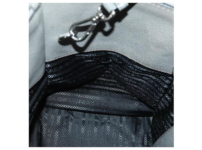 PRADA Borsa a Mano con Borchie in Pelle Scamosciata 2 in 1 Grigio Argento Auth BA8646 Marrone - vista 20