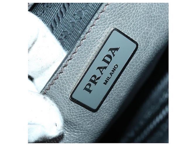 PRADA Borsa a Mano con Borchie in Pelle Scamosciata 2 in 1 Grigio Argento Auth BA8646 Marrone - vista 22