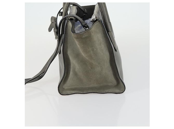 PRADA Borsa a Mano con Borchie in Pelle Scamosciata 2 in 1 Grigio Argento Auth BA8646 Marrone - vista 3