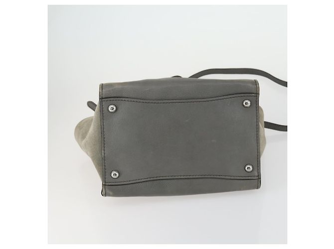 PRADA Borsa a Mano con Borchie in Pelle Scamosciata 2 in 1 Grigio Argento Auth BA8646 Marrone - vista 5