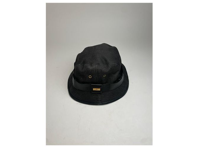 Cappello bucket vintage in poliestere e pelle Gucci nero - vista 2