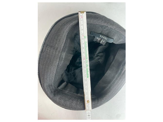 Cappello bucket vintage in poliestere e pelle Gucci nero - vista 4