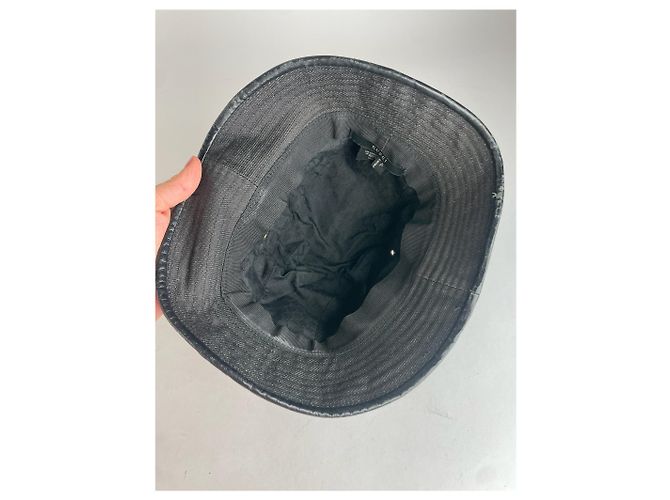 Cappello bucket vintage in poliestere e pelle Gucci nero - vista 9