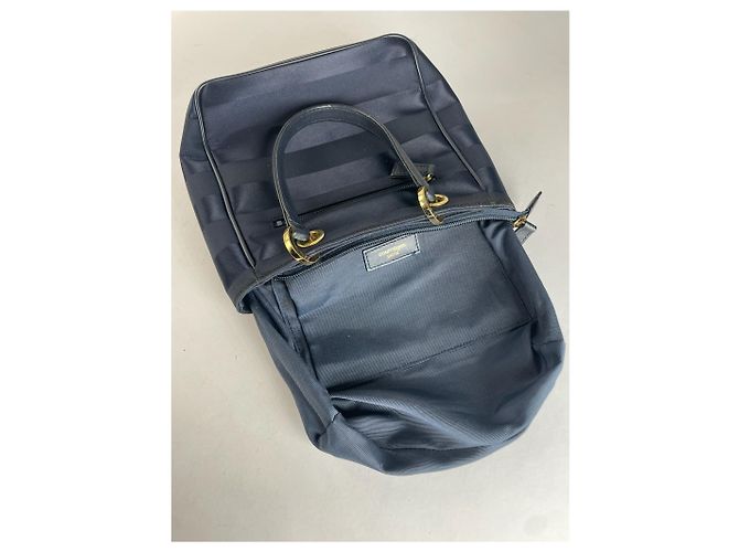 Vintage Courreges Monogramm Tasche Schwarz Grau Marineblau - Ansicht 3