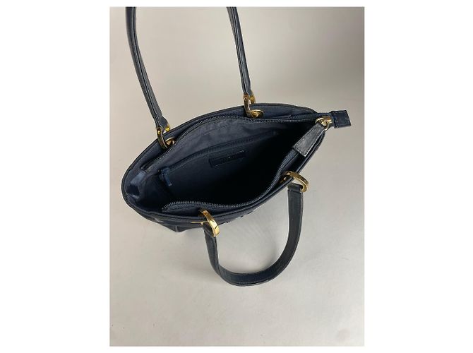 Vintage Courreges Monogramm Tasche Schwarz Grau Marineblau - Ansicht 4