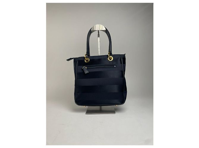 Vintage Courreges Monogramm Tasche Schwarz Grau Marineblau - Ansicht 6