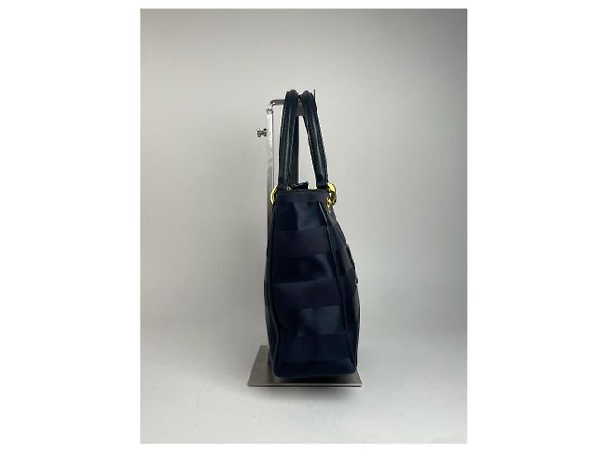 Vintage Courreges Monogramm Tasche Schwarz Grau Marineblau - Ansicht 7