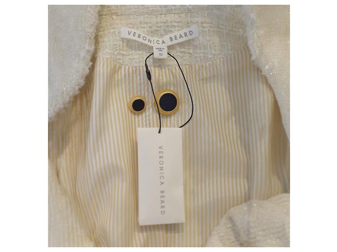 Blazer de bouclé crema Veronica Beard con ribete negro – Hecho en EE. UU., Talla 10 Crudo - vista 12