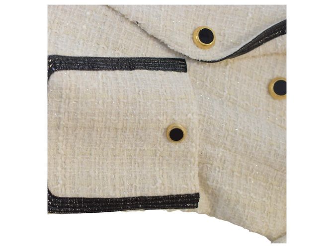 Blazer de bouclé crema Veronica Beard con ribete negro – Hecho en EE. UU., Talla 10 Crudo - vista 7