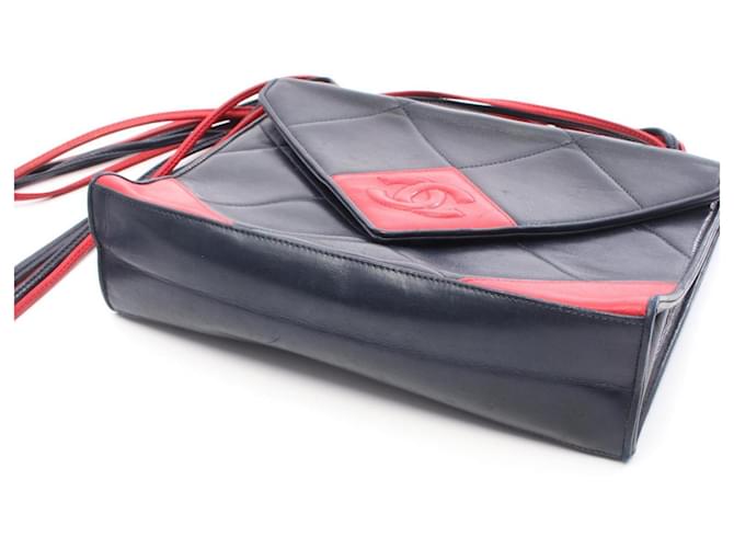 Borsa a Spalla Chanel Coco Mark Rosso Blu navy - vista 10