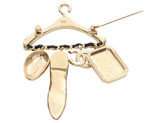 Spilla Motivo Hanger Coco di Chanel Nero D'oro - vista 2